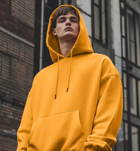Men Oversized Solid Hooded Sweatshirt